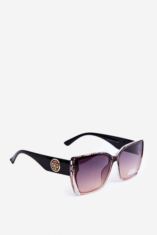 Féminin Modèle classique Des lunettes de soleil Avec des décorationsi Detalami UV400 noir et marron