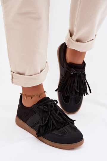 Baskets pour femmes avec franges, couleur noire Dorivelle