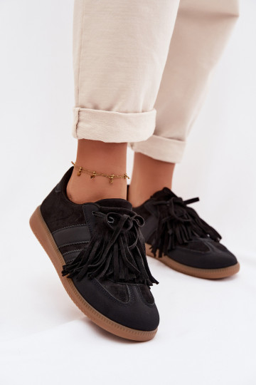 Baskets pour femmes avec franges, couleur noire Dorivelle 2