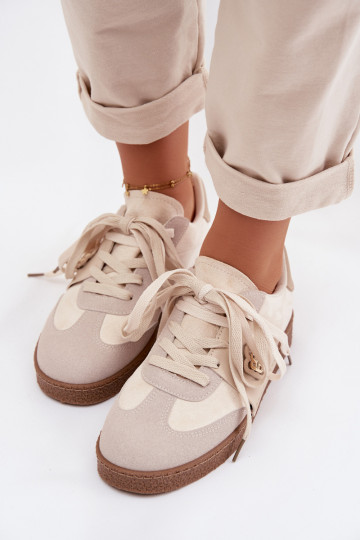 Chaussures modèle baskets Féminin Avec des décorations Detalem beige Kalirina