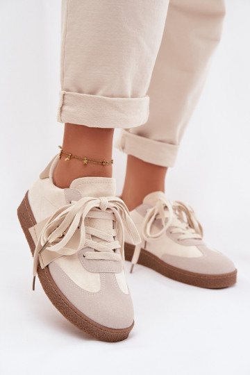 Chaussures modèle baskets Féminin Avec des décorations Detalem beige Kalirina 2
