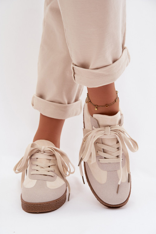 Chaussures modèle baskets Féminin Avec des décorations Detalem beige Kalirina