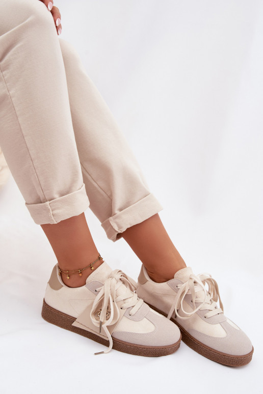 Chaussures modèle baskets Féminin Avec des décorations Detalem beige Kalirina
