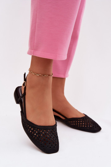 Ballerines ajourées en suédine synthétique, couleur noire Farivelle