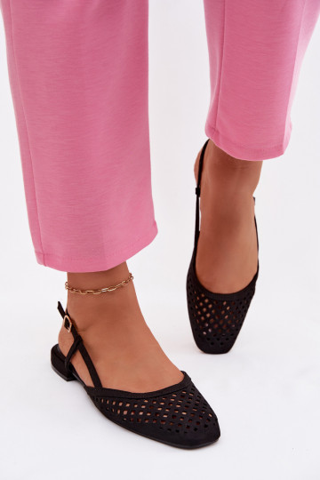 Ballerines ajourées en suédine synthétique, couleur noire Farivelle 2