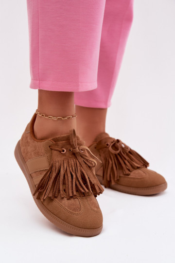 Chaussures modèle baskets Féminin avec des franges marron Dorivelle 2