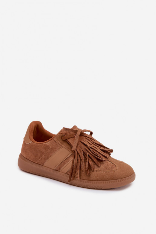 Chaussures modèle baskets Féminin avec des franges marron Dorivelle
