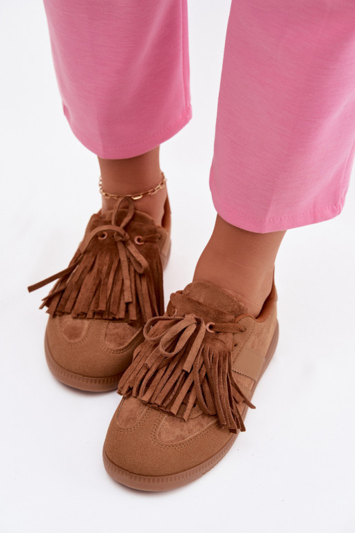 Chaussures modèle baskets Féminin avec des franges marron Dorivelle