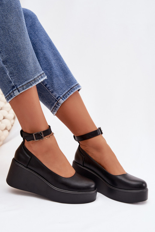 Chaussures pour femmes noires à plateforme avec brides Belvissa