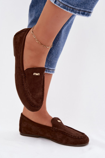 Mocassins pour femmes avec des détails dorés couleur chocolat Sarivelle