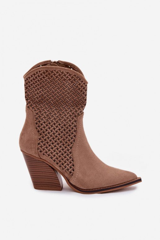 avec des éléments ajourés Bottes pour femmes beige Rivorina