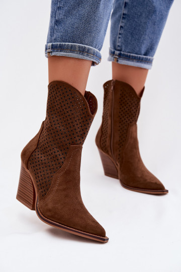 Bottines pour femmes avec des éléments ajourés couleur marron Rivorina