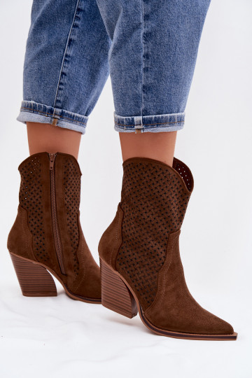 Bottines pour femmes avec des éléments ajourés couleur marron Rivorina 2