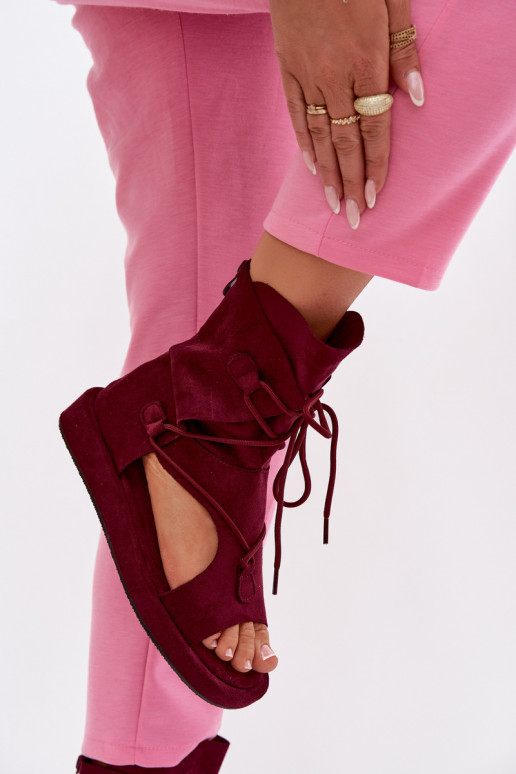 Sandales pour femmes en daim écologiqueoÀe avec une botte I DANSiązaniem Bourgogne Ferlisse