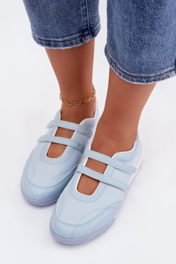 Ballerines pour femmes de style sportif avec des bandes couleur bleue Farvessa