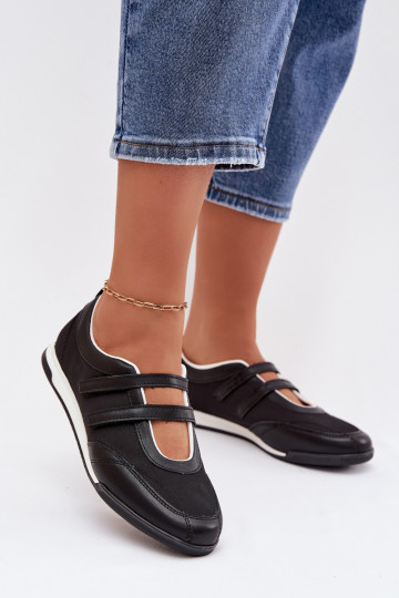 Style sportif Ballerines Féminin avec des bandes couleur noire Farvessa 2
