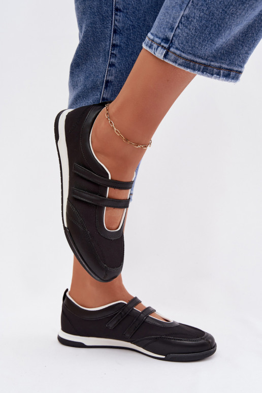 Style sportif Ballerines Féminin avec des bandes couleur noire Farvessa