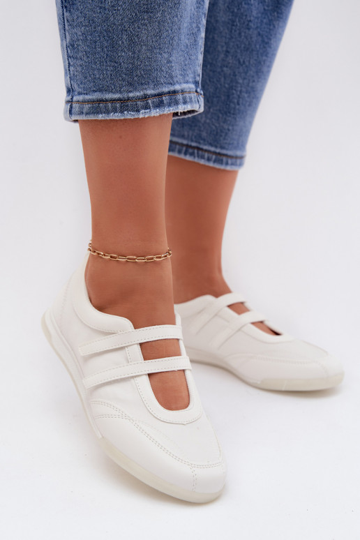 Style sportif Ballerines Féminin avec des bandes couleur blanche Farvessa