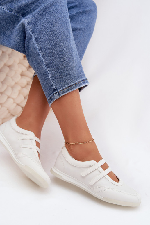 Style sportif Ballerines Féminin avec des bandes couleur blanche Farvessa