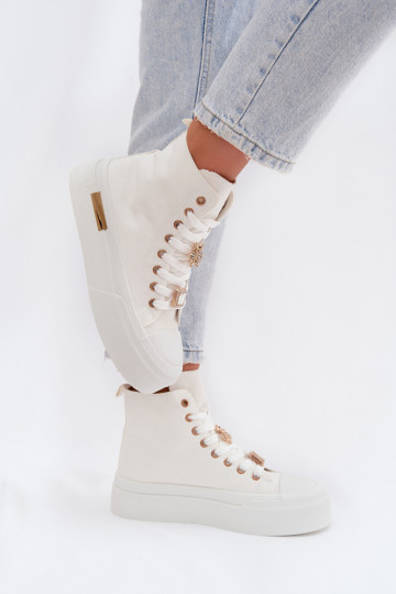 Chaussures de loisirs avec plateforme et décorations „Gracella“ couleur blanche