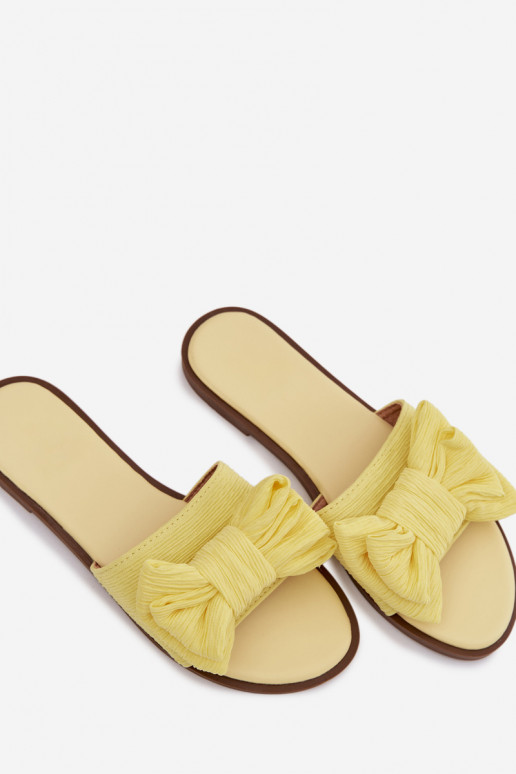 Chaussons pour femmes avec larges talons et nœuds couleur jaune Amivelle