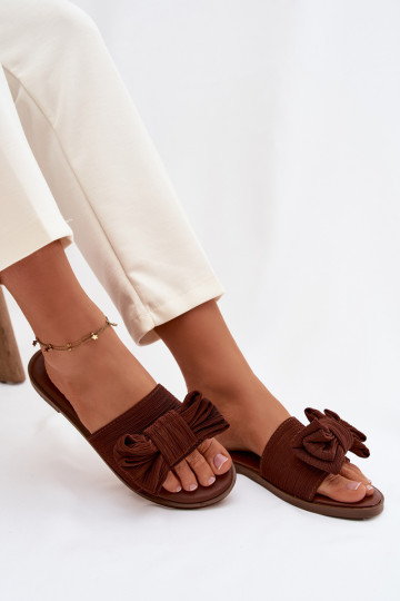 Mules à talons larges et nœuds, marron Amivelle