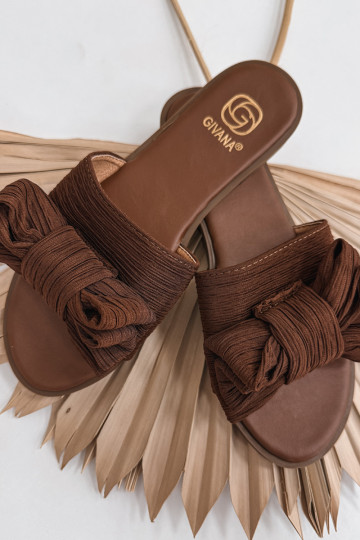 Mules à talons larges et nœuds, marron Amivelle 2