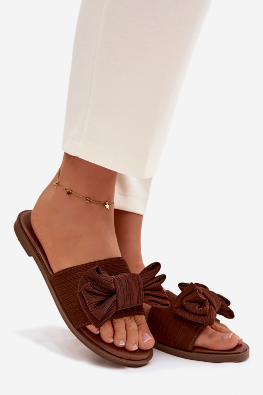 Mules à talons larges et nœuds, marron Amivelle