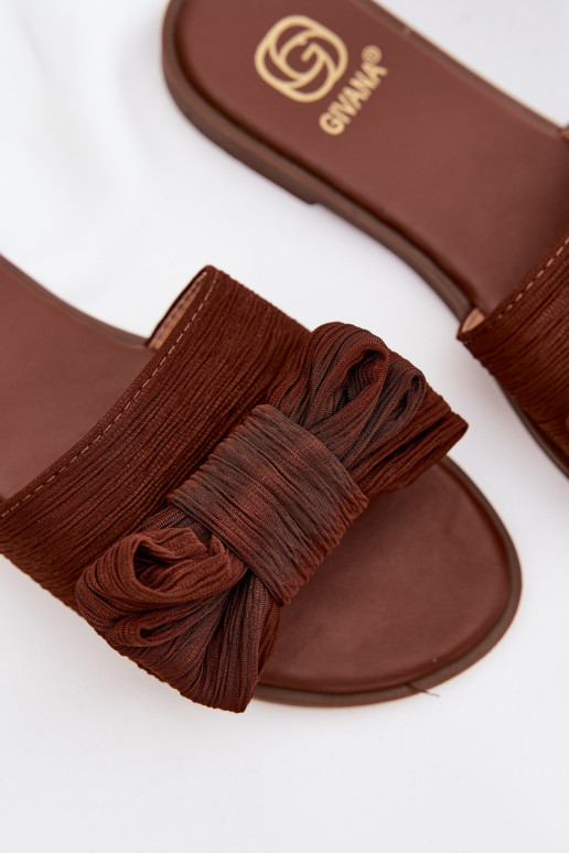 Mules à talons larges et nœuds, marron Amivelle