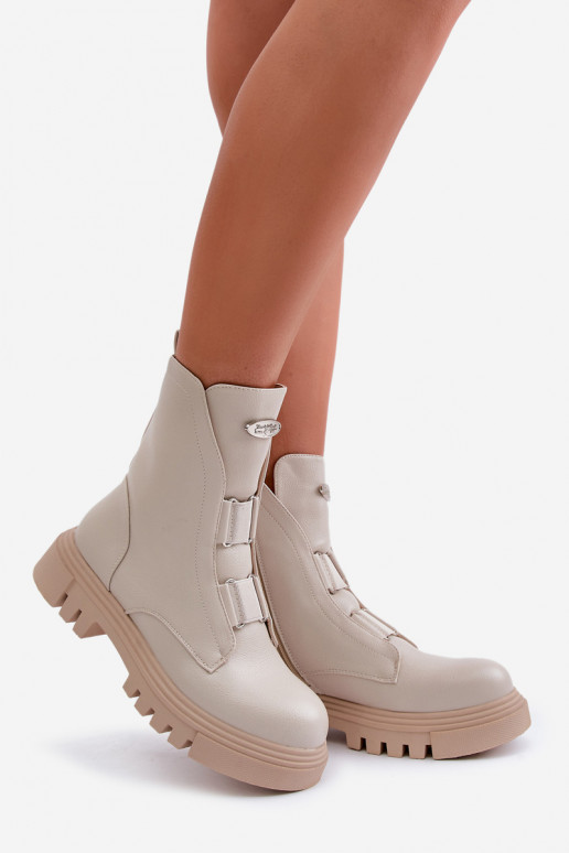 réchauffer Bottines de travail Féminin Au Château Eko Peau couleur ivoire Il fautilyra