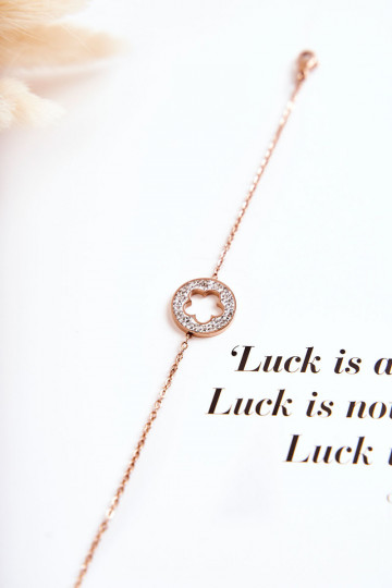 Féminin Un bracelet Célébrité avec des motifs floraux I avec œillets en zirconium couleur or rose