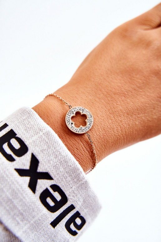 Féminin Un bracelet Célébrité avec des motifs floraux I avec œillets en zirconium couleur or rose