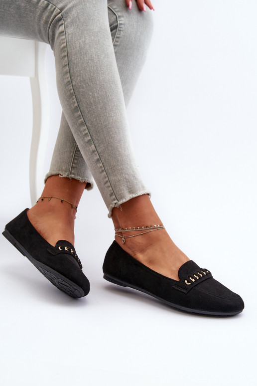 Mocassins brillants Féminin avec des chaînes couleur noire Aredilla