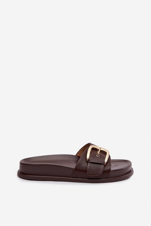 Pantoufles pour femmes avec boucles dorées CzekoladoÀe Rosivana