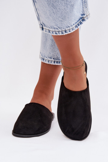 Chaussons femme en simili daim couleur noire « Veronelle »