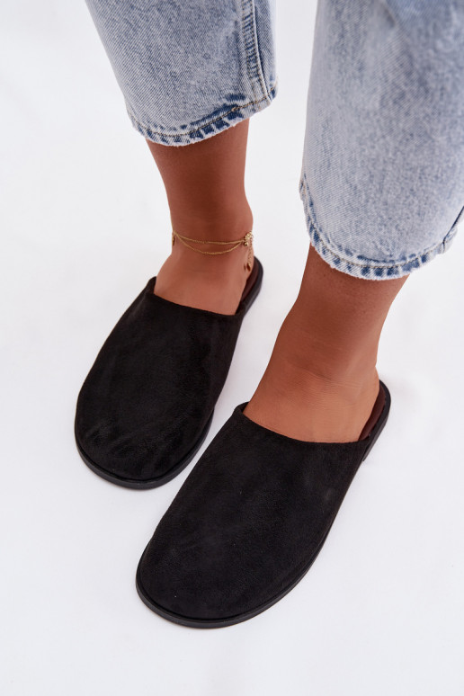 Chaussons Appartement pour femmesen daim écologiqueu couleur noire Veronelle
