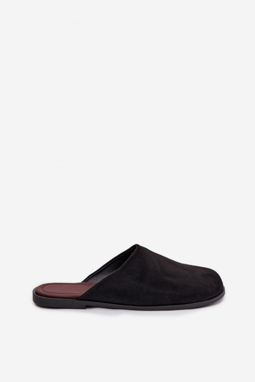 Chaussons Appartement pour femmesen daim écologiqueu couleur noire Veronelle