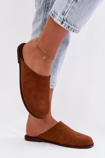 Chaussons femme en simili daim couleur brune « Veronelle »