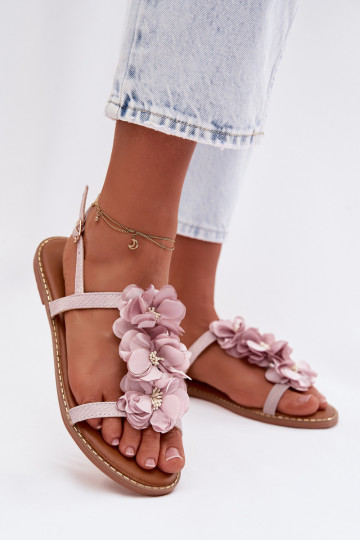 Sandales plates pour femmes Avec des décorationsi avec des motifs florauxkami Couleur violette Noemia