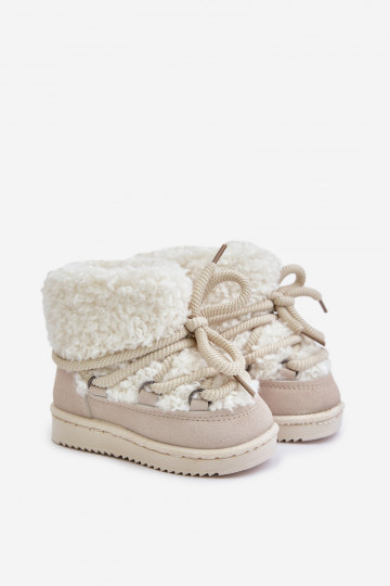 Bottines chaudes pour enfants avec sangles couleur sable Asija 2
