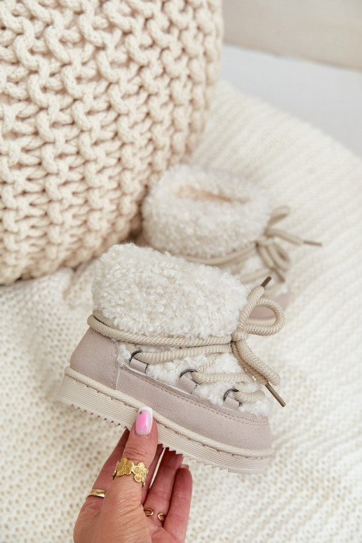 chaud Bottes Bottes de neige Puéril avec des sangles beige Asija