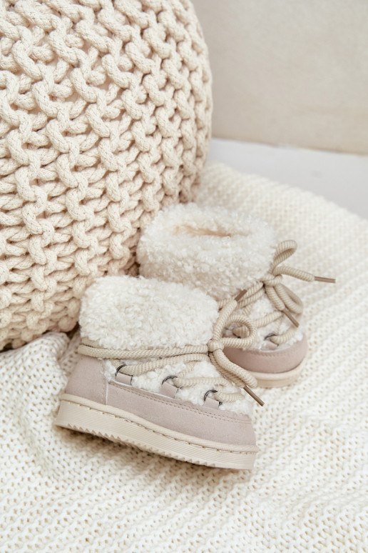 chaud Bottes Bottes de neige Puéril avec des sangles beige Asija
