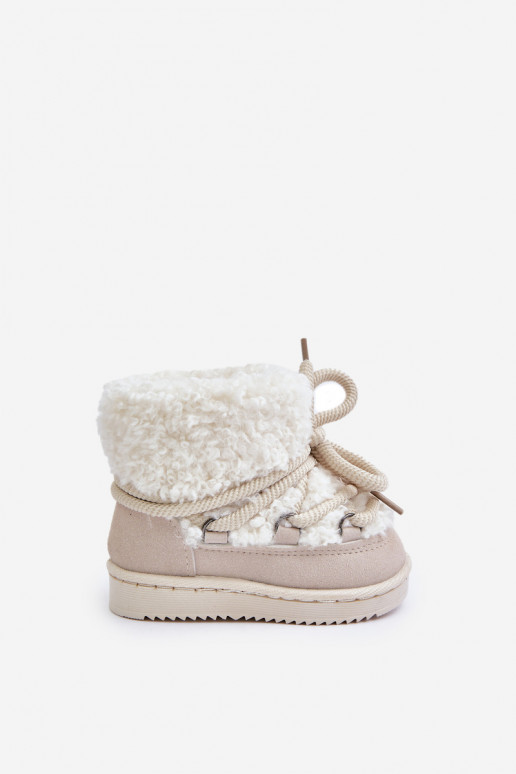 chaud Bottes Bottes de neige Puéril avec des sangles beige Asija