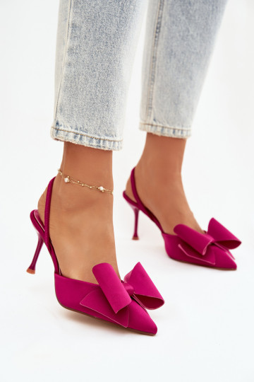 Escarpins roses avec talons ouverts et nœud « Eklevia »