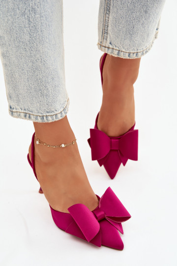 Escarpins roses avec talons ouverts et nœud « Eklevia » 2