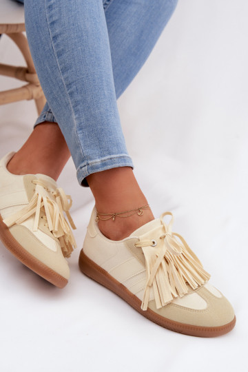 Chaussures modèle baskets Féminin avec des franges couleur jaune Dorivelle