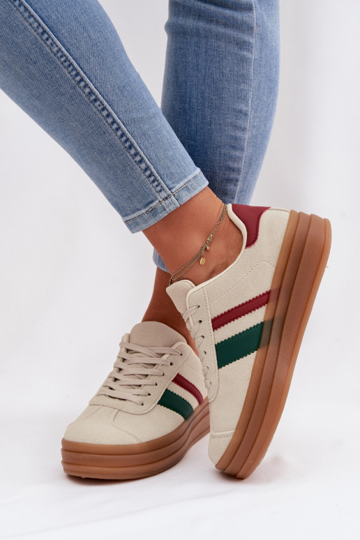 Chaussures modèle baskets Féminin avec une plateforme beige Janivelle
