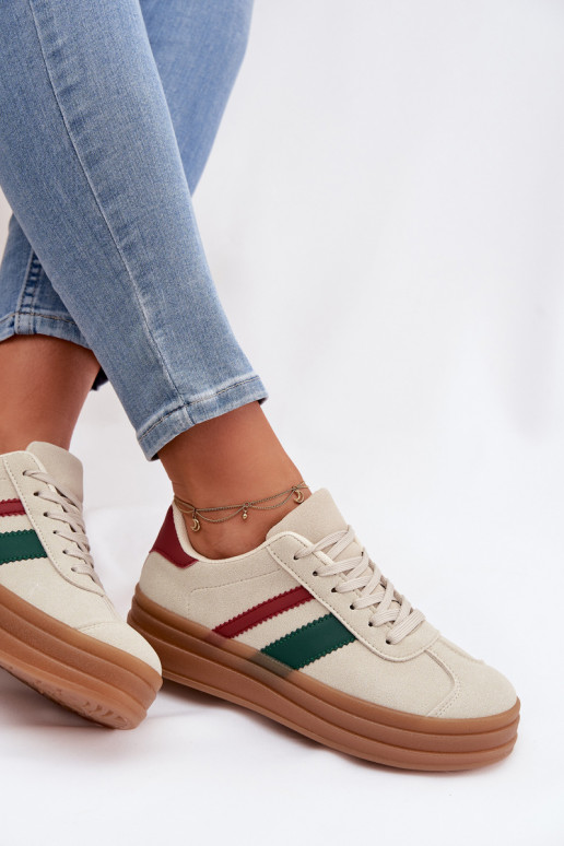 Chaussures modèle baskets Féminin avec une plateforme beige Janivelle