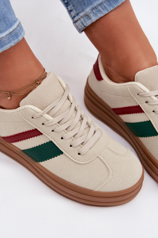 Chaussures modèle baskets Féminin avec une plateforme beige Janivelle