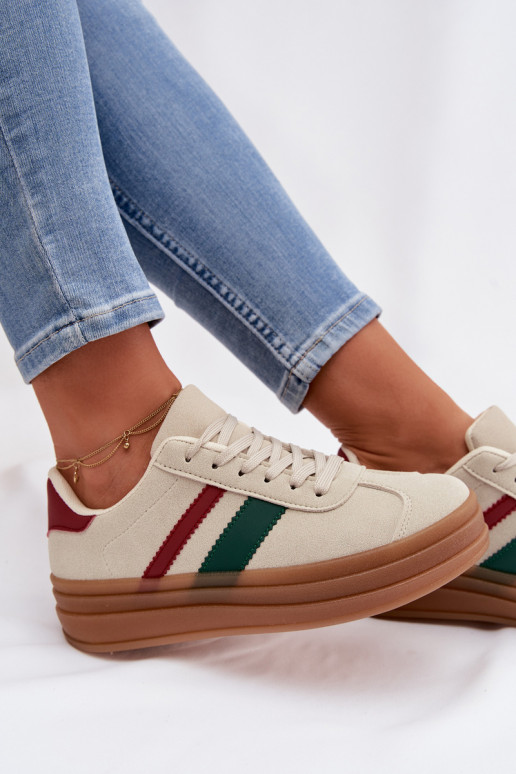 Chaussures modèle baskets Féminin avec une plateforme beige Janivelle
